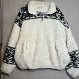 Cream and Black P. J. Salvage Large Sherpa Pullover